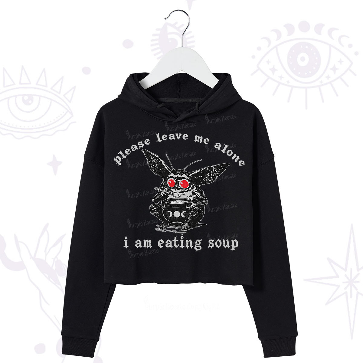 Purplehecate Mothman Eating Soup Crop Hoodie