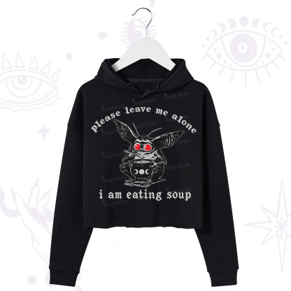 Purplehecate Mothman Eating Soup Crop Hoodie