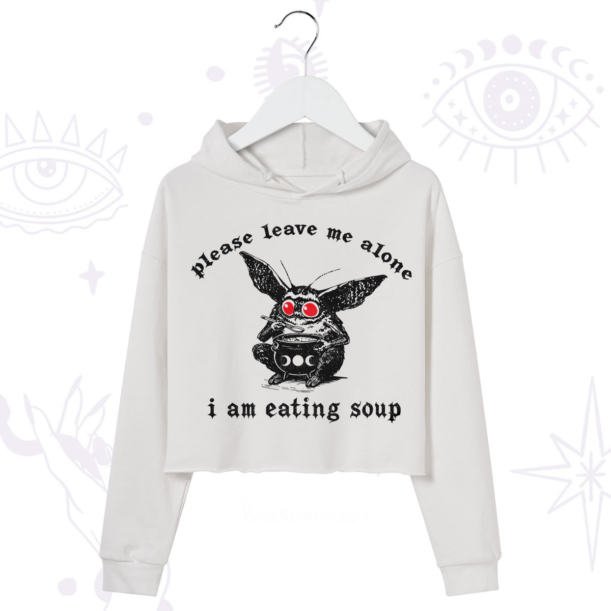 Purplehecate Mothman Eating Soup Crop Hoodie