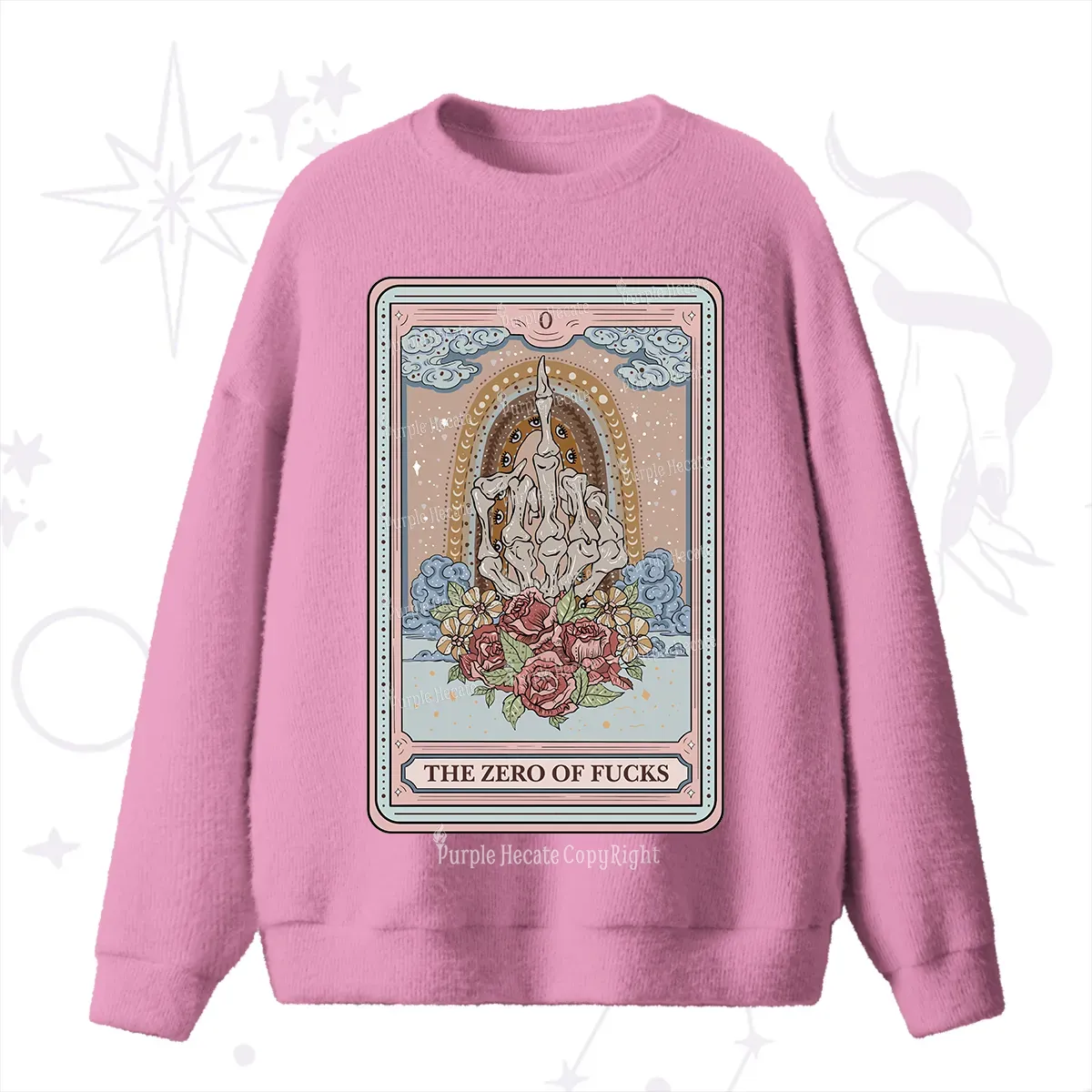 Purplehecate The Zero Of Fucks Tarot Fuzzy Ugly Sweater