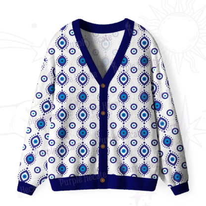Purplehecate Evil Eye Protection Ugly Cardigan Sweaters