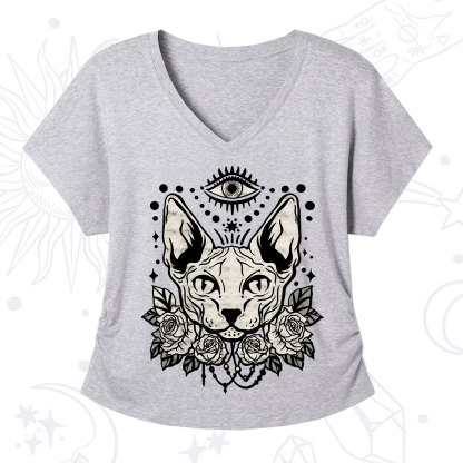 Purplehecate Mystical Cat V-Neck T-Shirt