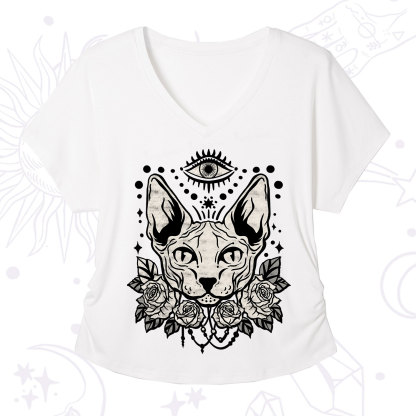 Purplehecate Mystical Cat V-Neck T-Shirt