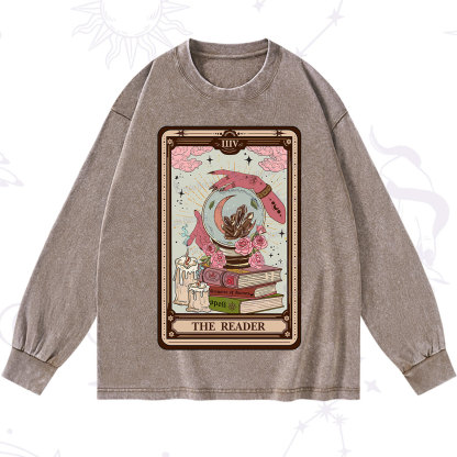 Purplehecate The Reader Tarot Witch Vibes Washed Long Sleeve Shirt