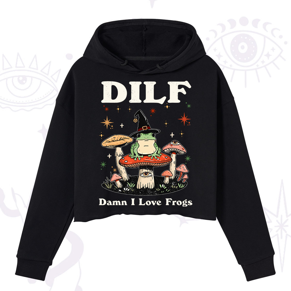 Purplehecate Dilf Damn I Love Frogs Crop Hoodie