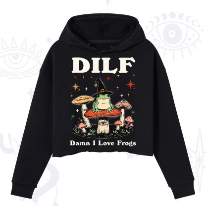 Purplehecate Dilf Damn I Love Frogs Crop Hoodie