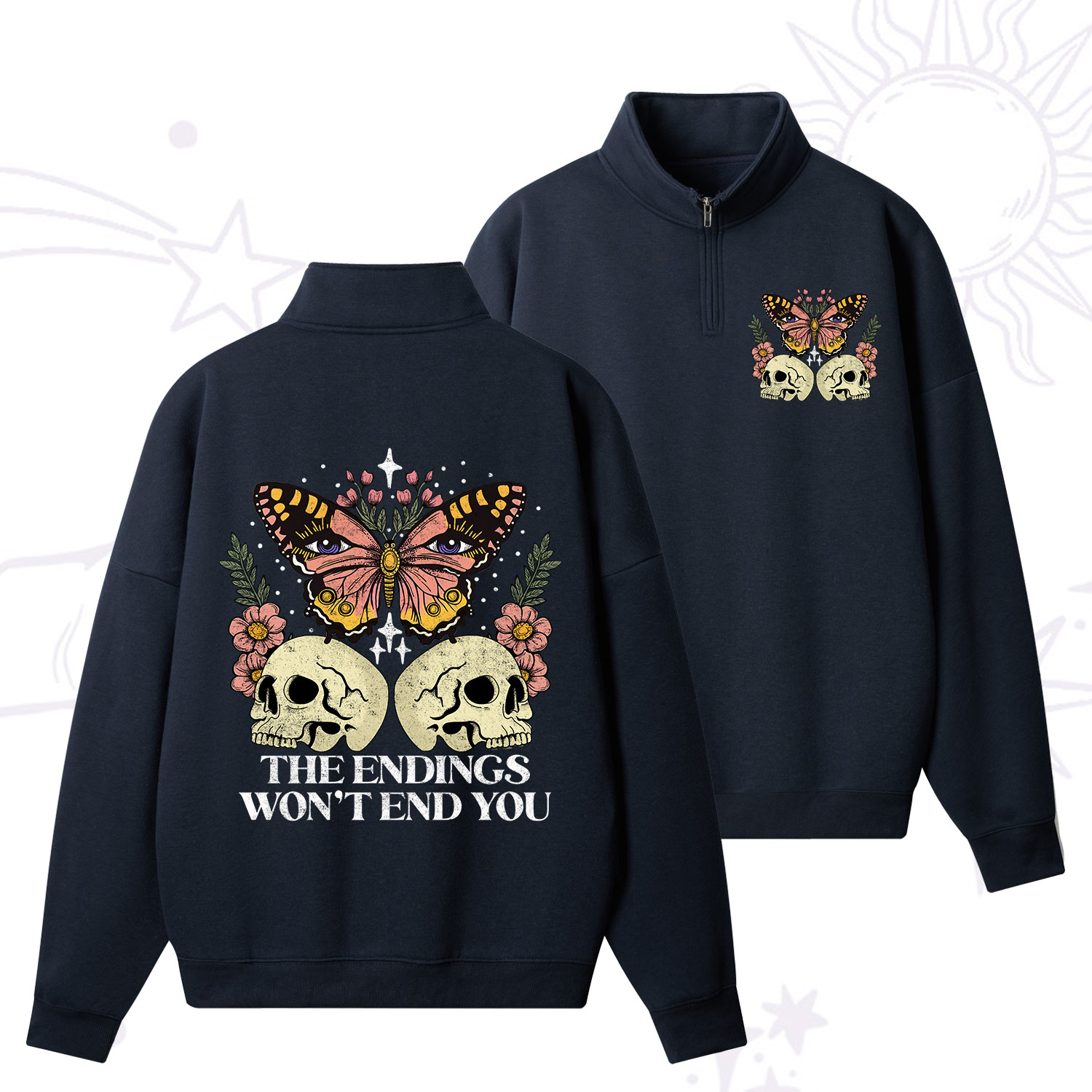 Purplehecate The Endings Won't End You Zip Fleece Sweatshirt