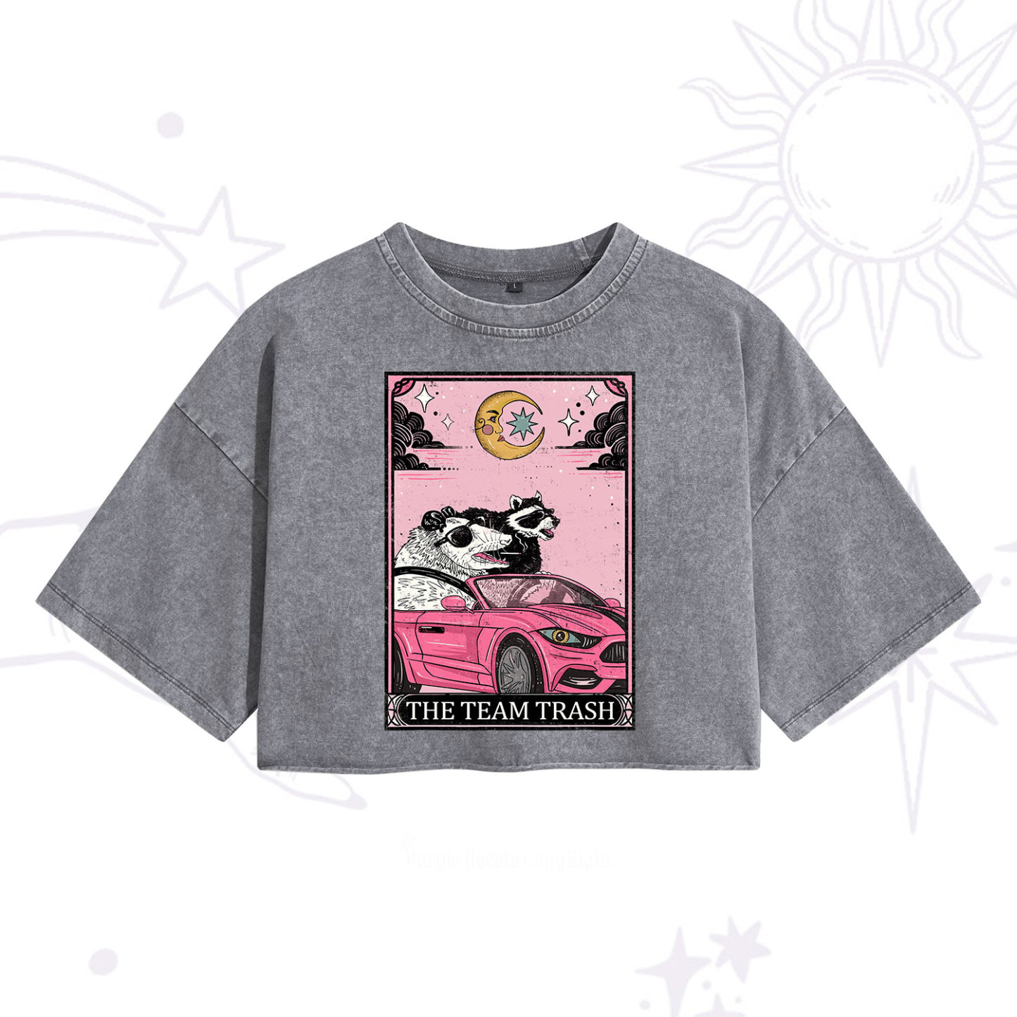 Purplehecate The Team Trash Tarot Card Washed Cropped T-Shirt