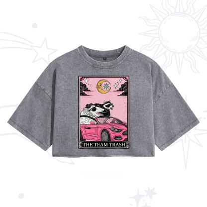 Purplehecate The Team Trash Tarot Card Washed Cropped T-Shirt