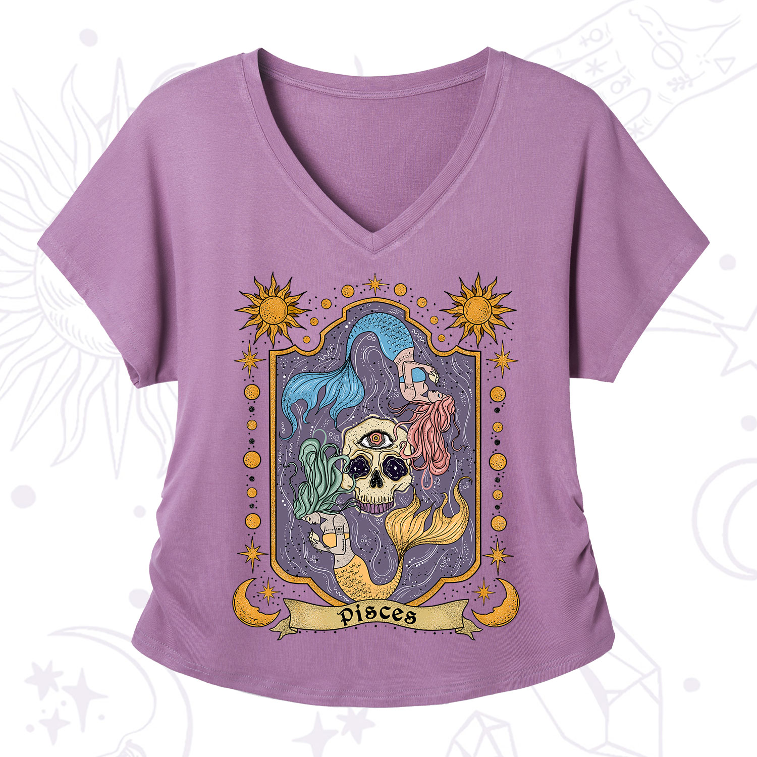 Purplehecate Pisces Zodiac V-Neck T-Shirt