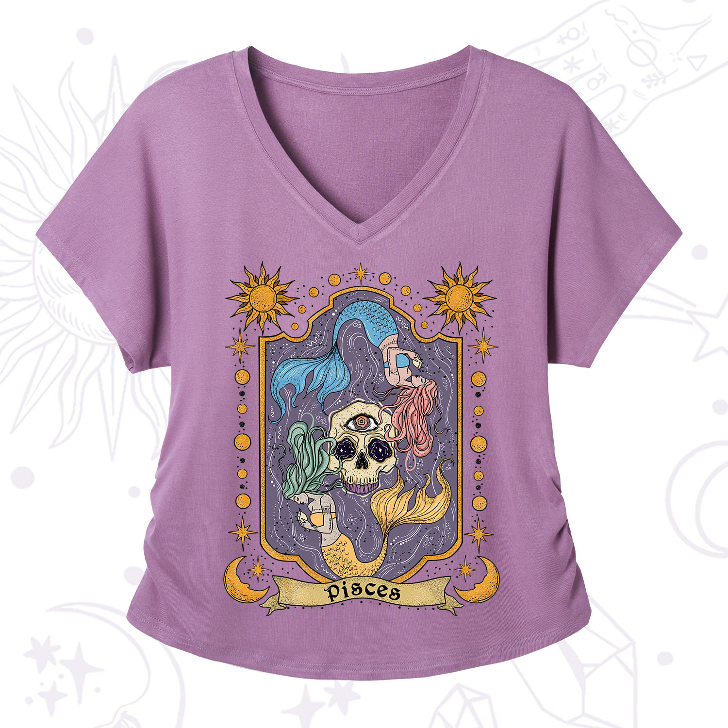 Purplehecate Pisces Zodiac V-Neck T-Shirt