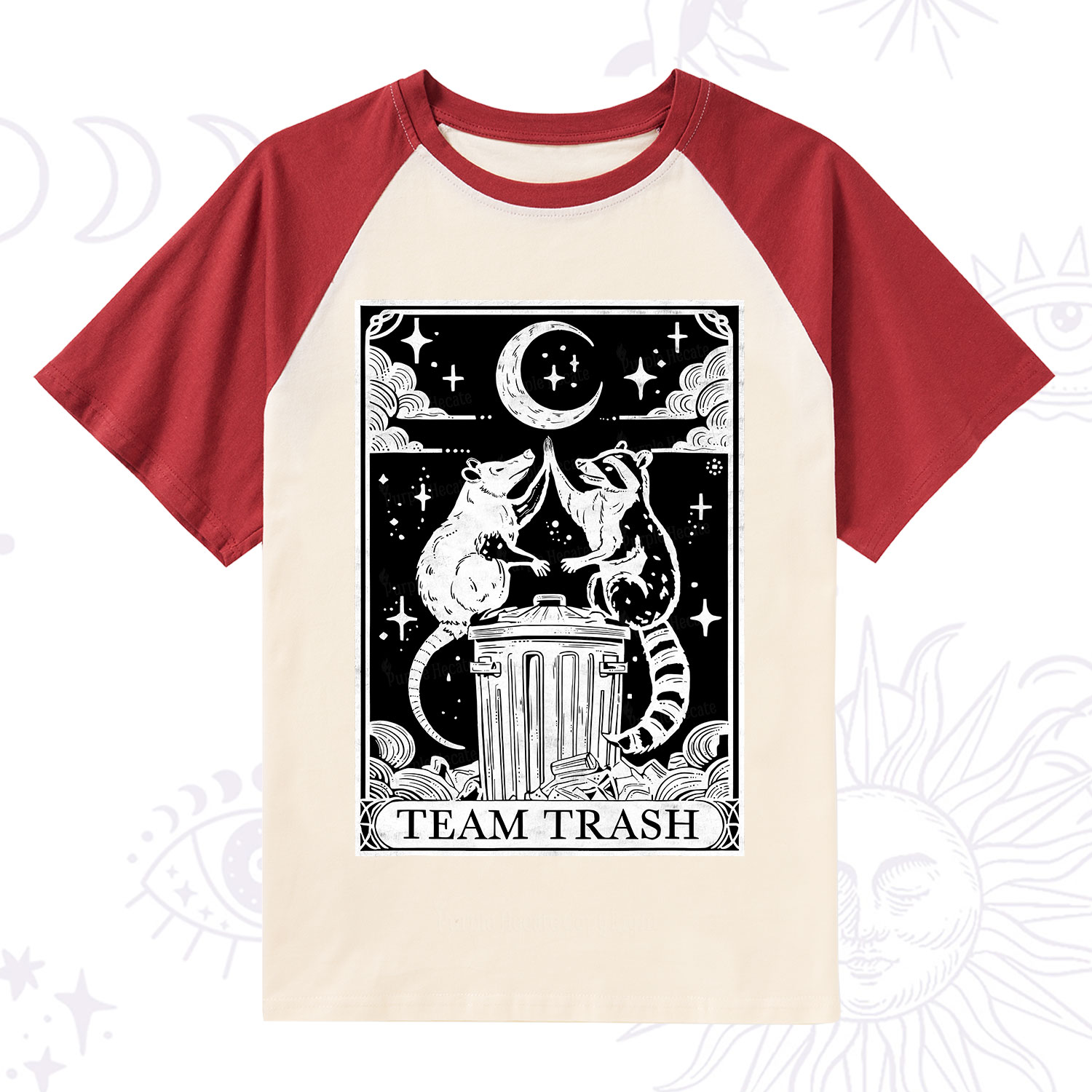Purplehecate The Team Trash Tarot Raglan Short Sleeve T‑Shirt