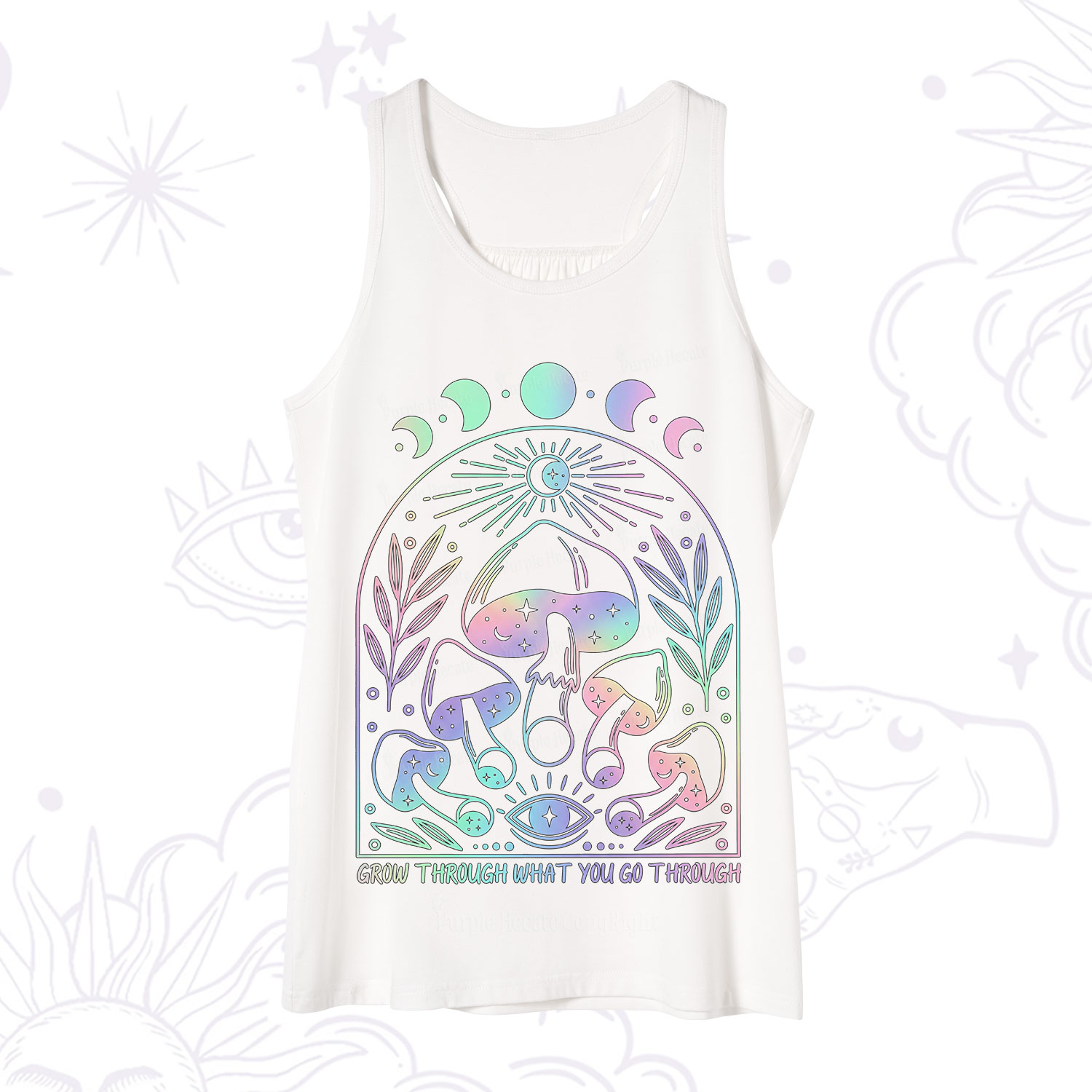 Purplehecate Moon Phases Mushroom Tank