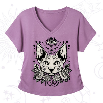 Purplehecate Mystical Cat V-Neck T-Shirt