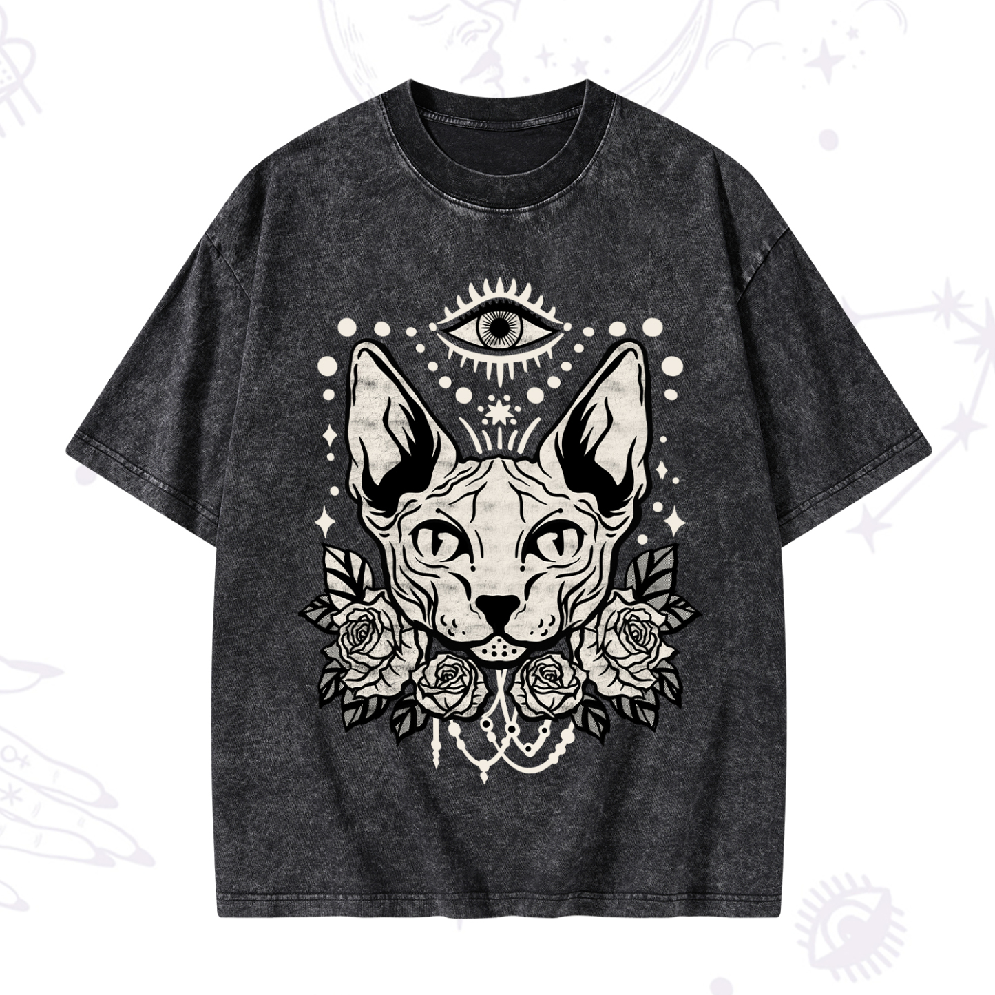 Magic Purplehecate Mystical Cat Washed T-Shirt