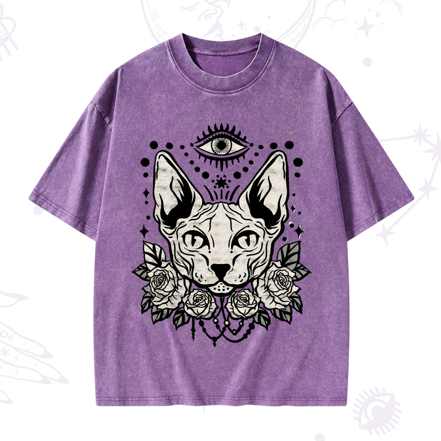 Purplehecate Mystical Cat Washed T-Shirt
