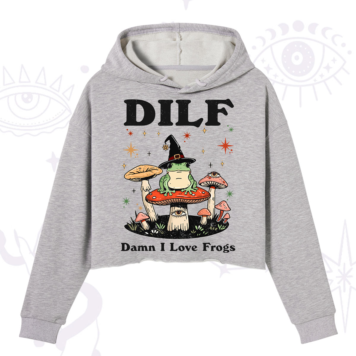 Purplehecate Dilf Damn I Love Frogs Crop Hoodie