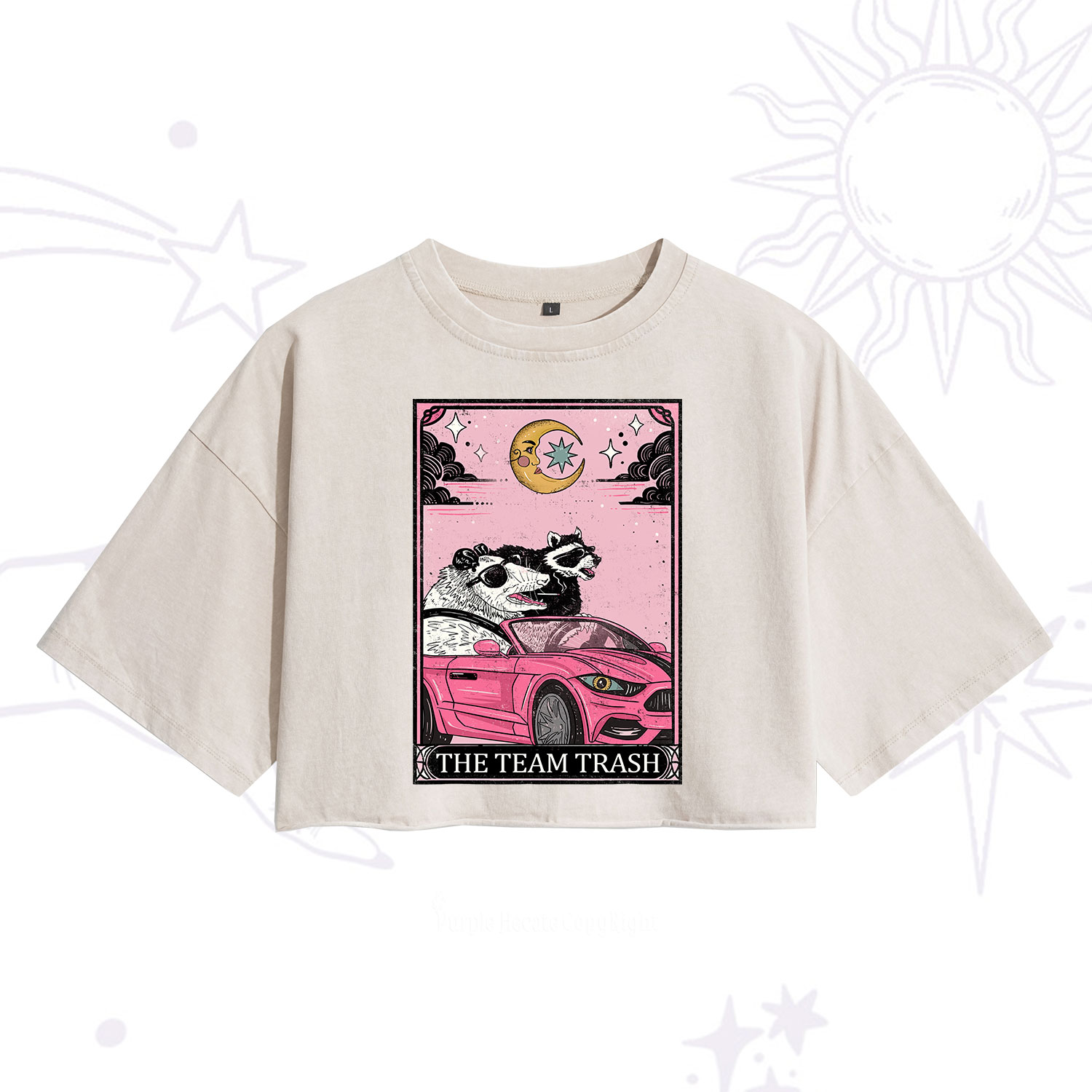 Purplehecate The Team Trash Tarot Card Washed Cropped T-Shirt