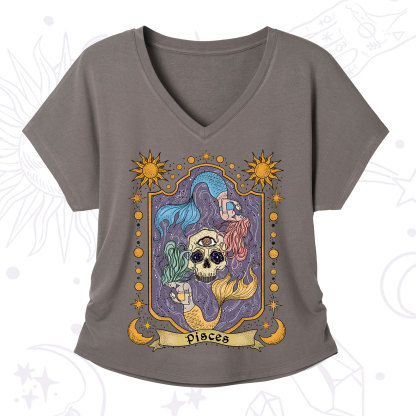 Purplehecate Pisces Zodiac V-Neck T-Shirt