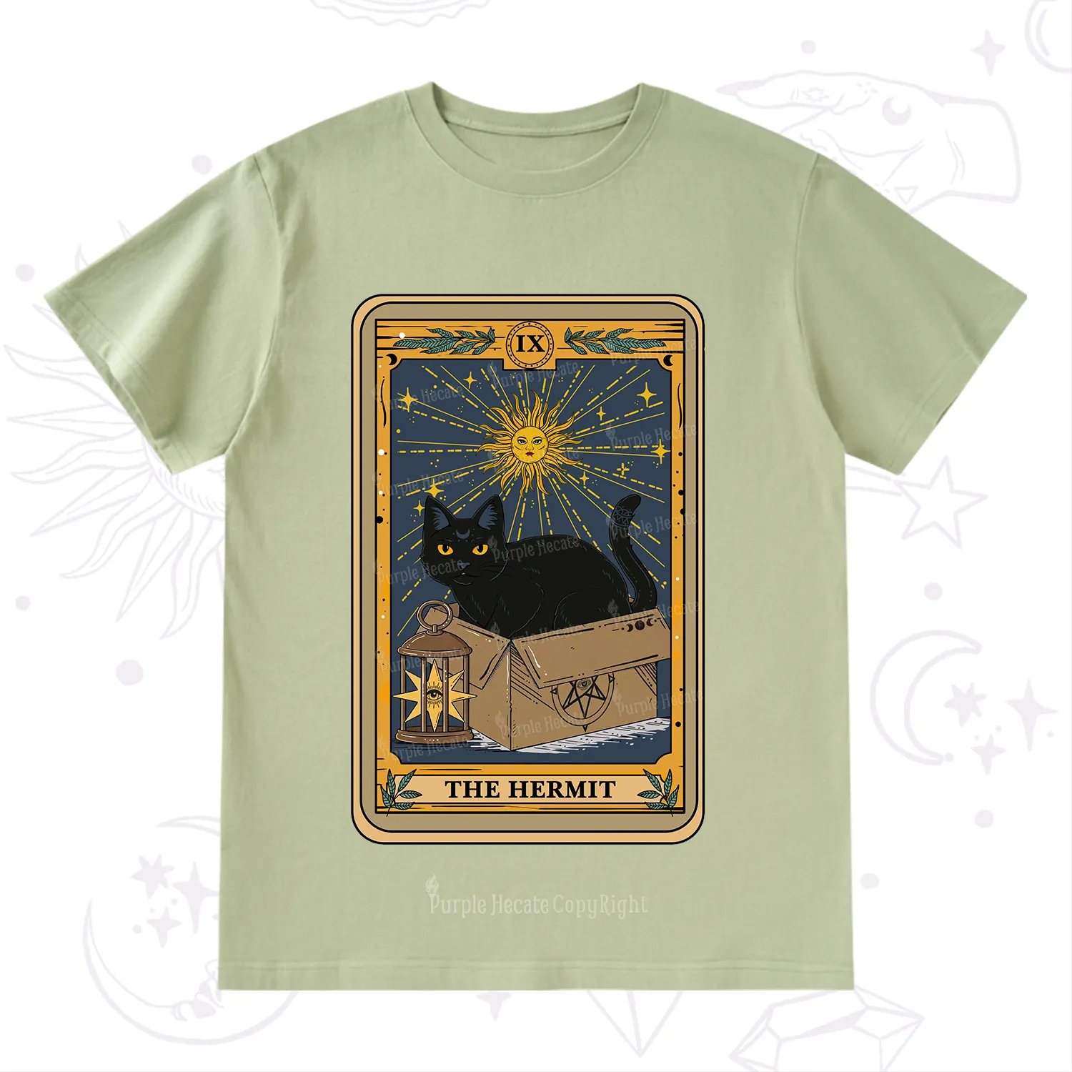 Purplehecate The Hermit Card Cat Lover T-Shirt