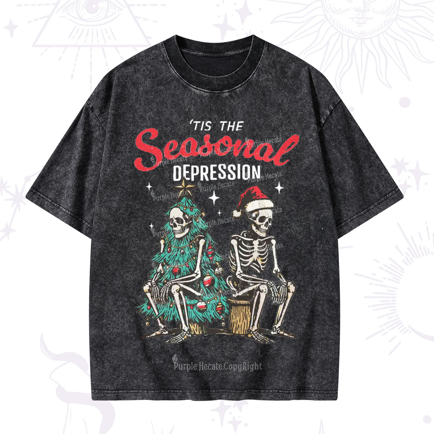 Purplehecate Seasonal Depression Christmas Washed T-Shirt