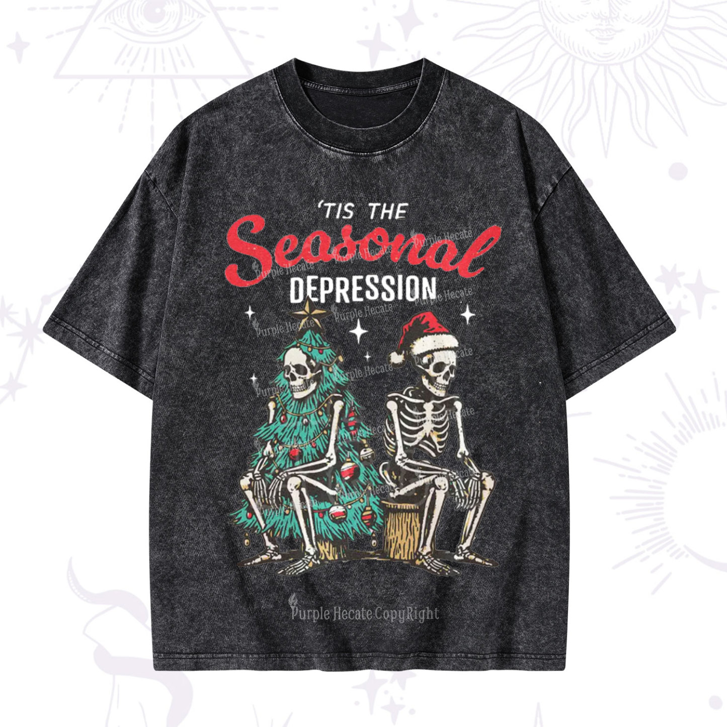 Purplehecate Seasonal Depression Christmas Washed T-Shirt