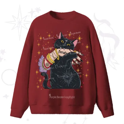 Purplehecate Feral Cat Fuzzy Ugly Sweater