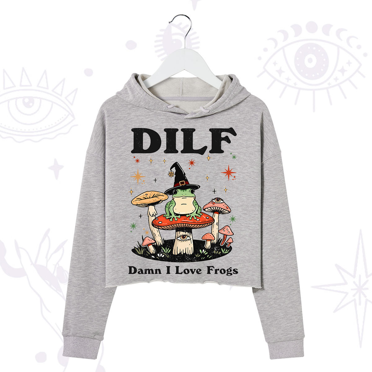 Purplehecate Dilf Damn I Love Frogs Crop Hoodie