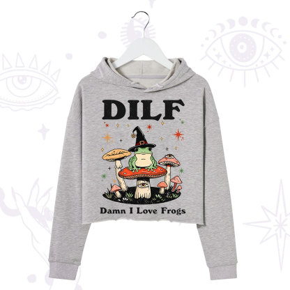 Purplehecate Dilf Damn I Love Frogs Crop Hoodie