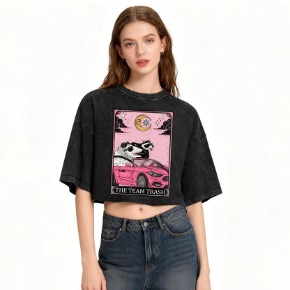 Purplehecate The Team Trash Tarot Card Washed Cropped T-Shirt