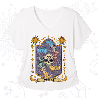 Purplehecate Pisces Zodiac V-Neck T-Shirt