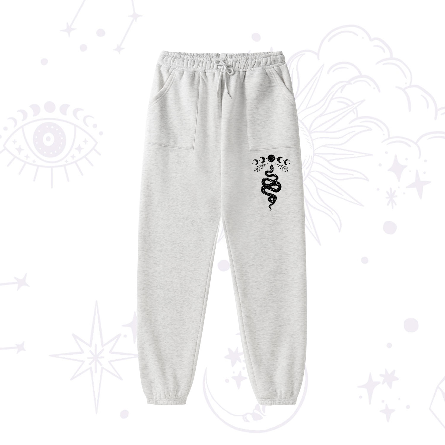 Purplehecate Snake And Moon Phase Comfort Fleece Hoodie Suit