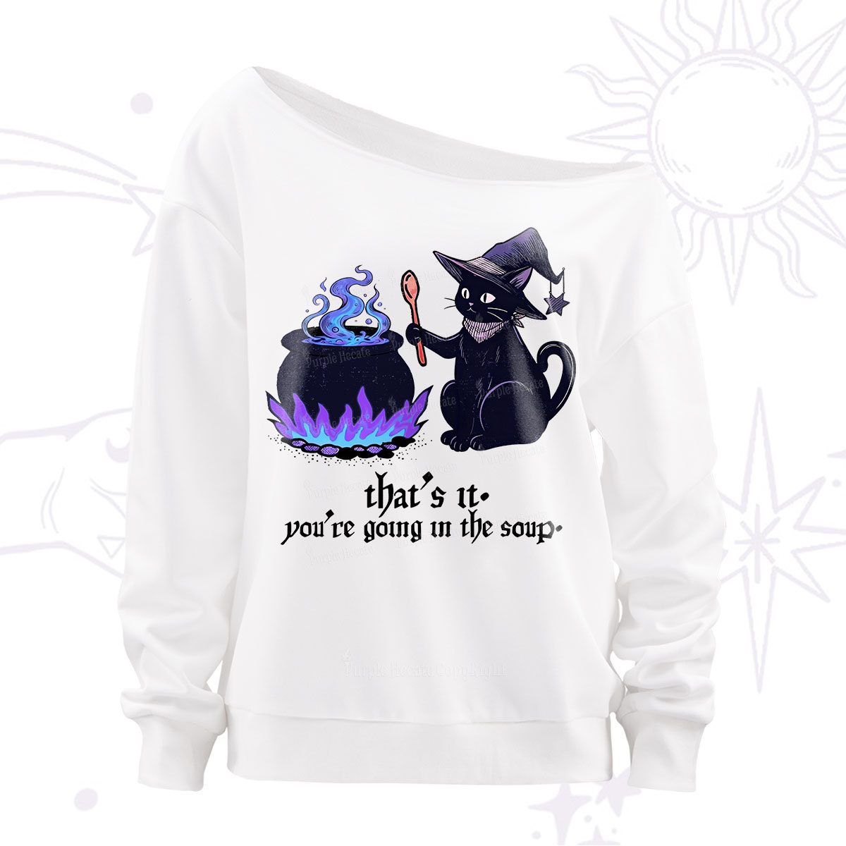 Purplehecate Trust Your Instincts Off The Shoulder Sweatshirt