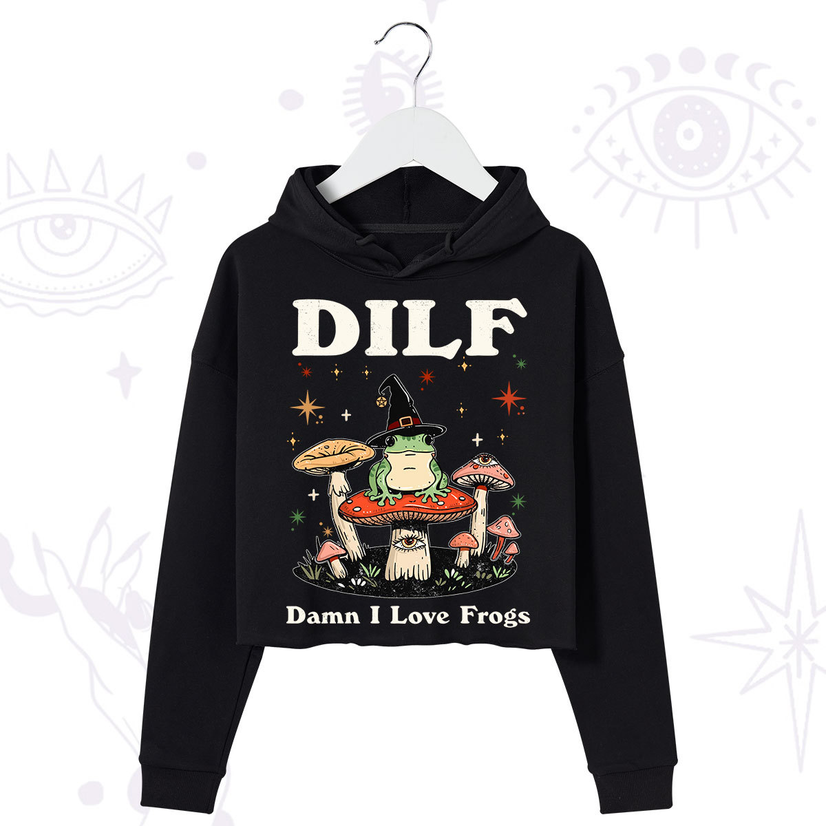 Purplehecate Dilf Damn I Love Frogs Crop Hoodie