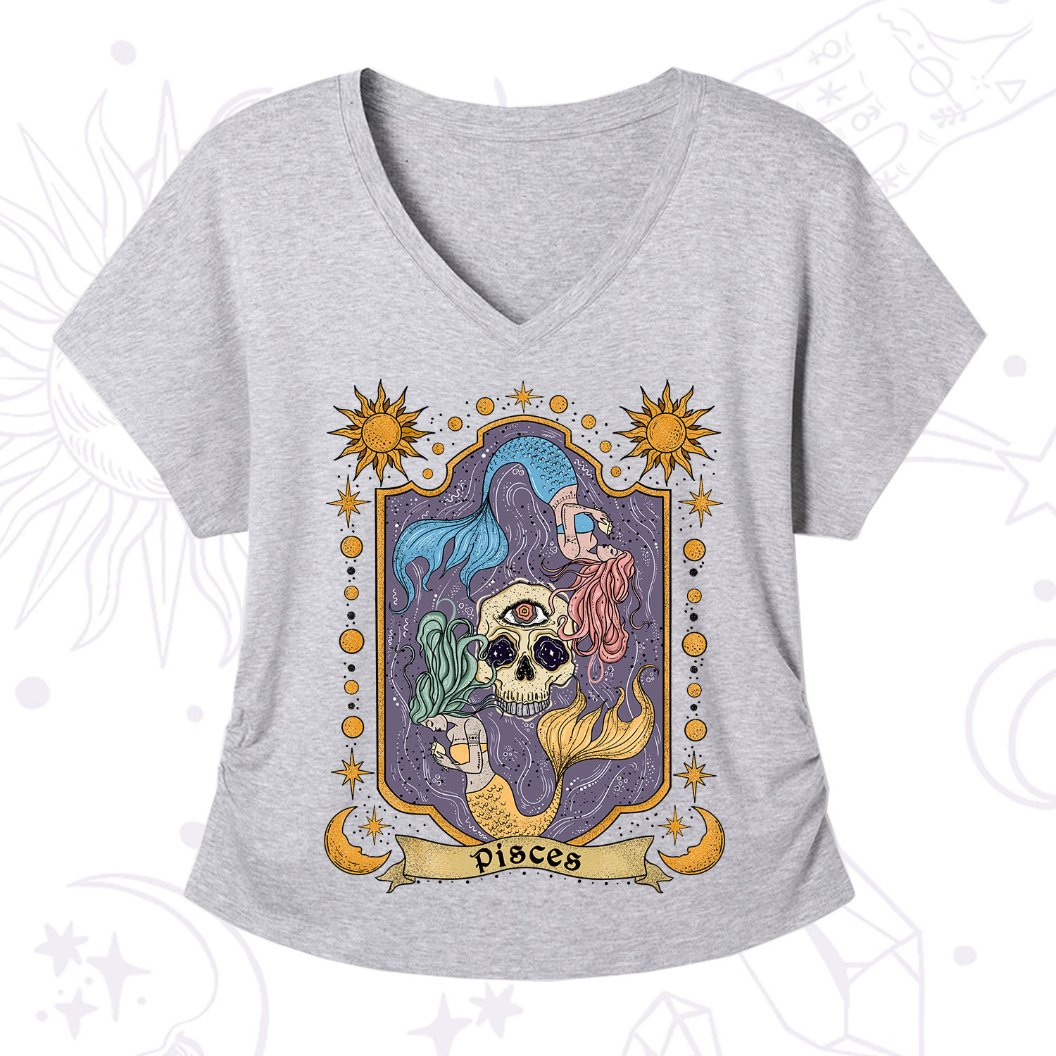 Purplehecate Pisces Zodiac V-Neck T-Shirt