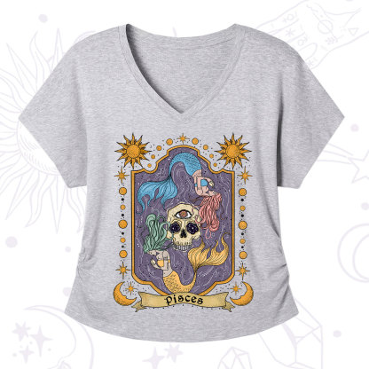 Purplehecate Pisces Zodiac V-Neck T-Shirt