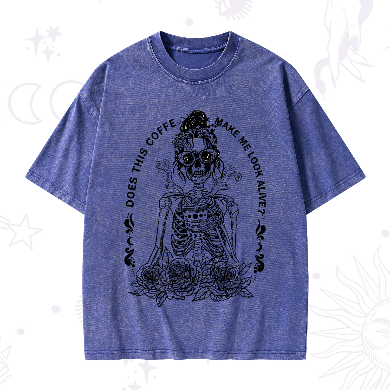 Purplehecate Does This Coffee Make Me Look Alive Washed T-Shirt