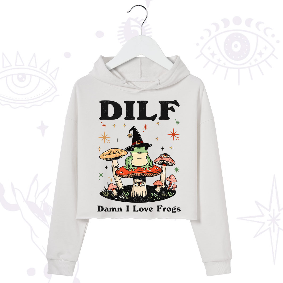 Purplehecate Dilf Damn I Love Frogs Crop Hoodie