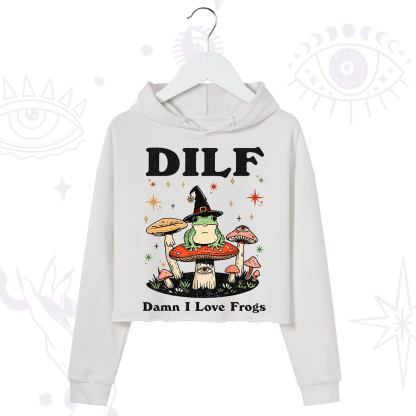 Purplehecate Dilf Damn I Love Frogs Crop Hoodie