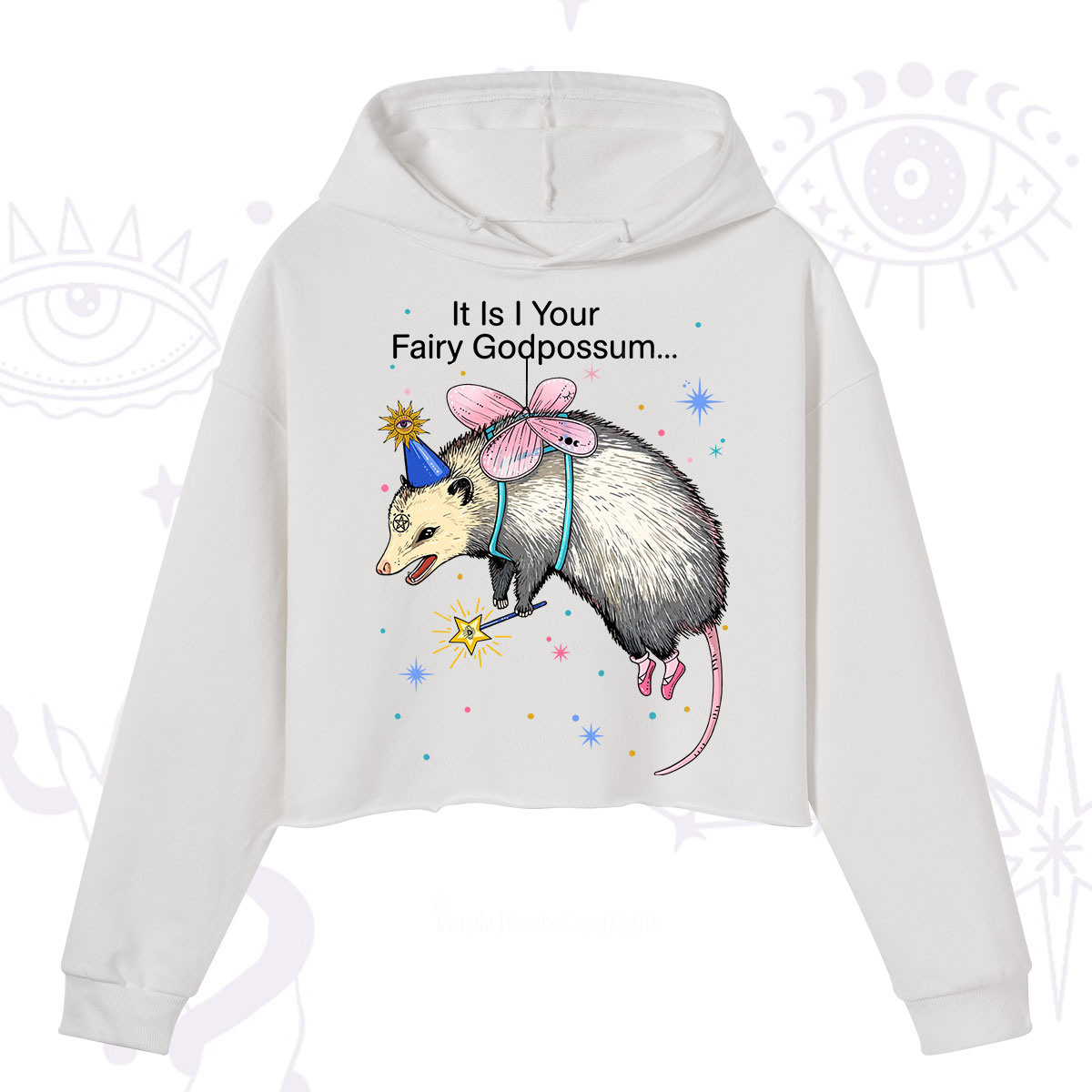 Purplehecate It Is I Your Fairy Godpossum Crop Hoodie