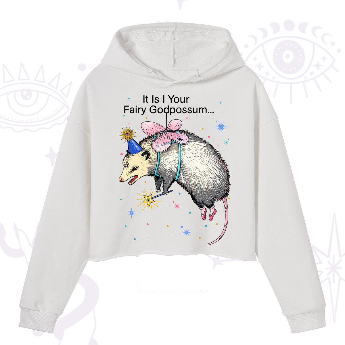 Purplehecate It Is I Your Fairy Godpossum Crop Hoodie