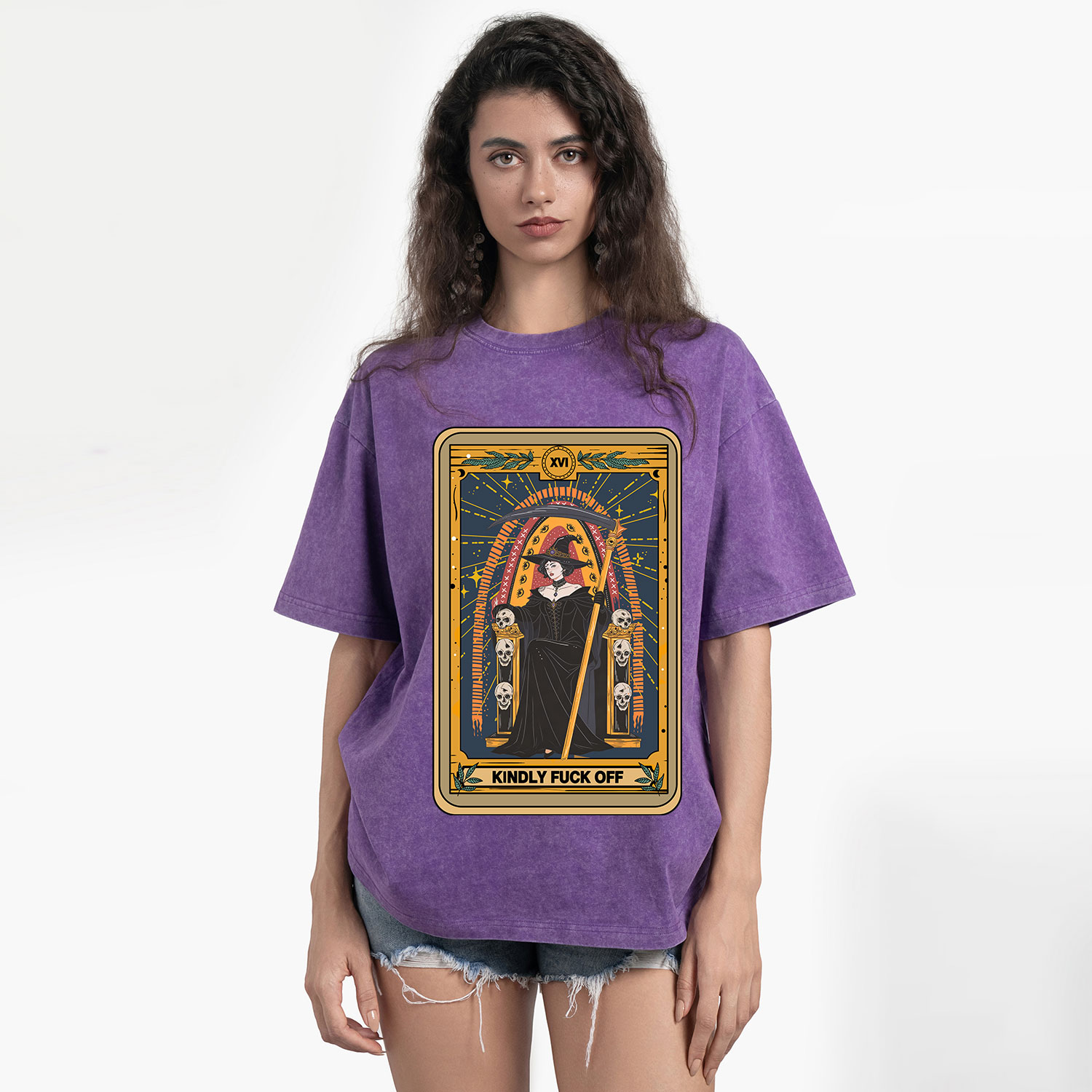 Purplehecate The Kindly Fuck Off Tarot Washed T-Shirt