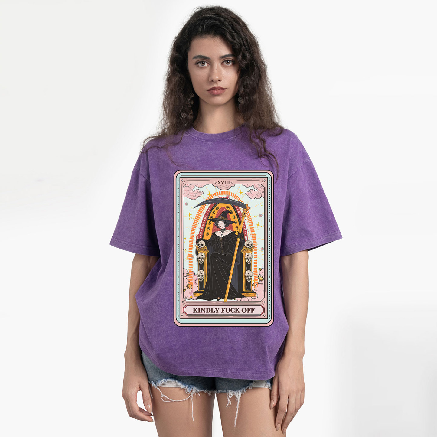 Purplehecate The Kindly Fuck Off Tarot Washed T-Shirt