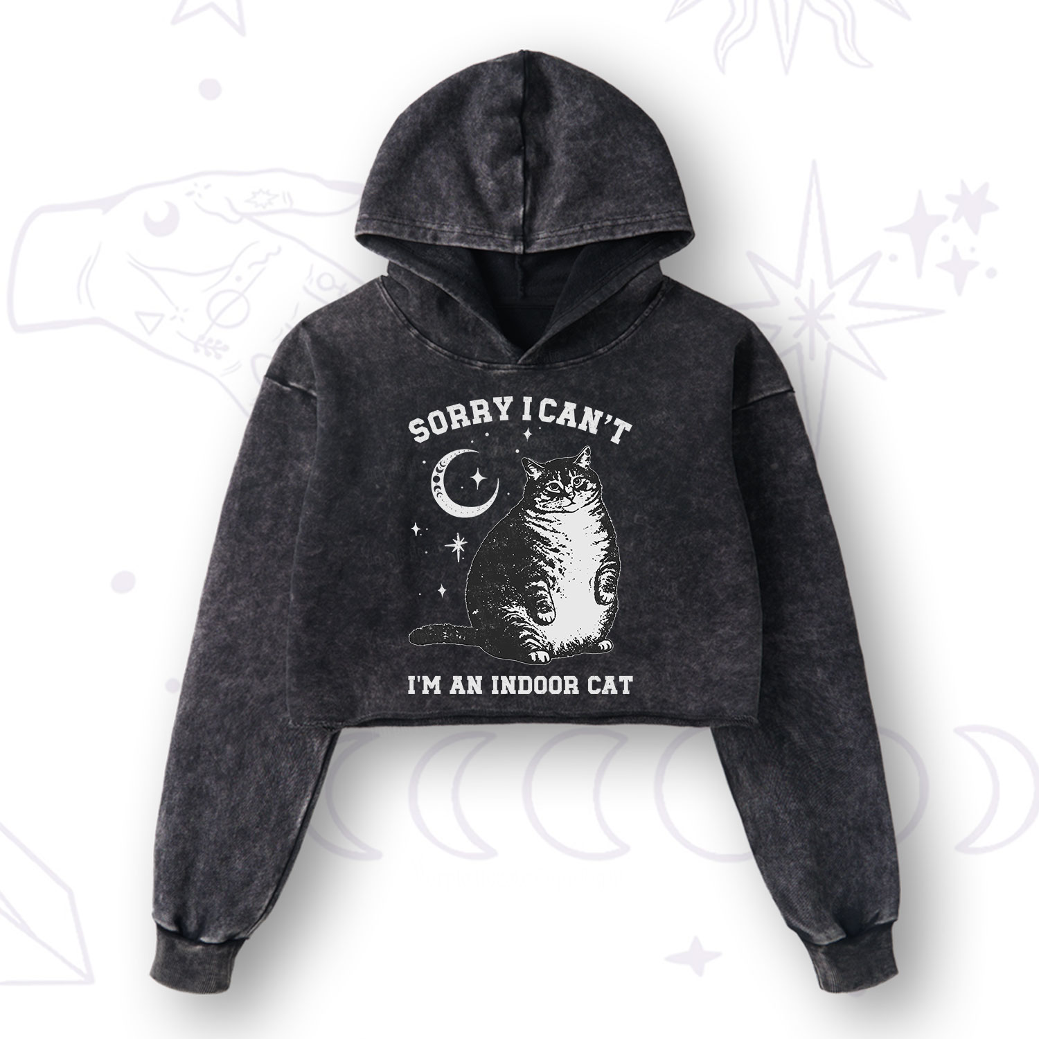Purplehecate I Do What I Want Cats Washed Cropped Hoodie
