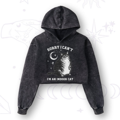 Purplehecate I Do What I Want Cats Washed Cropped Hoodie