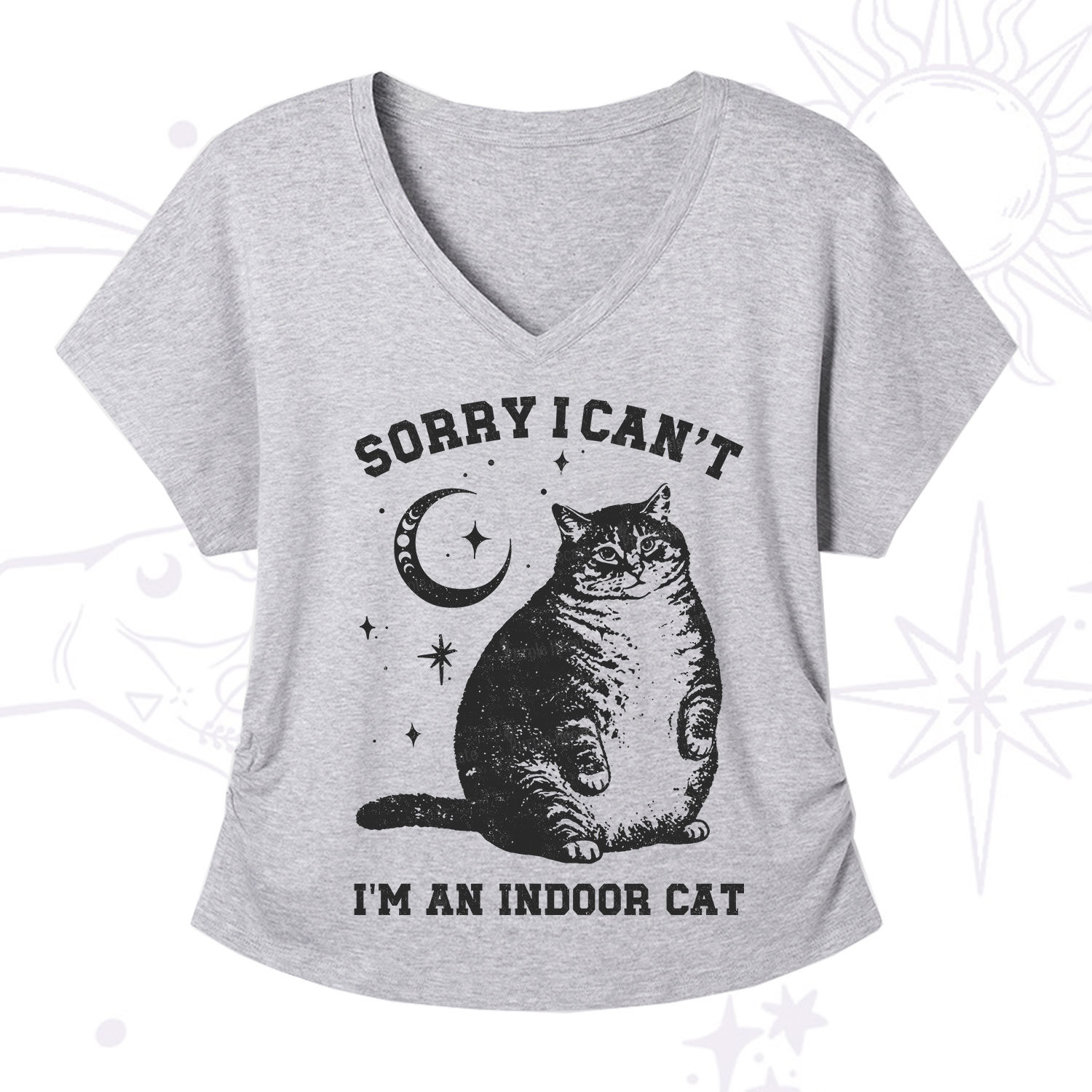 Purplehecate Sorry I Can't Go I'm an Indoor Cat V-Neck T-Shirt