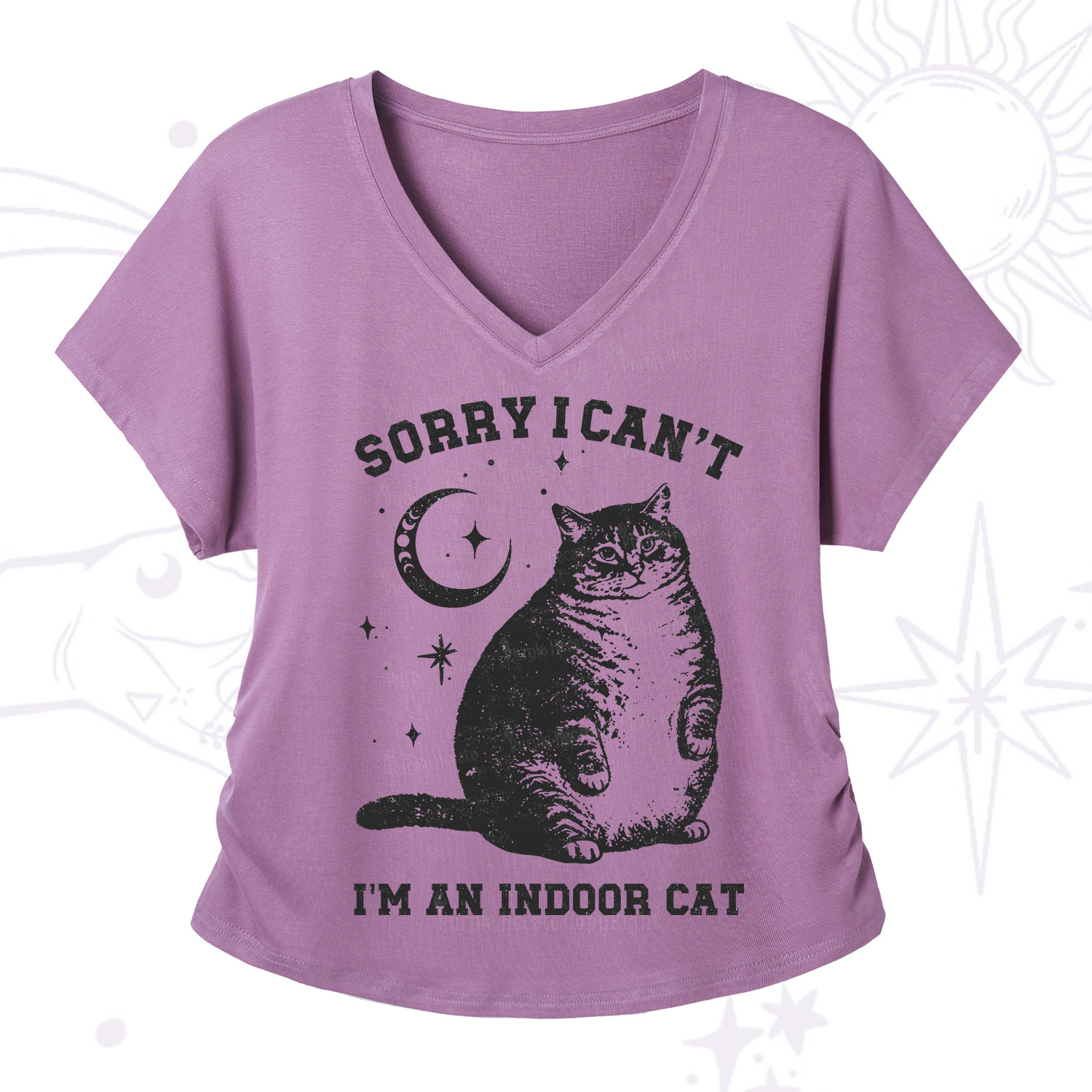 Purplehecate Sorry I Can't Go I'm an Indoor Cat V-Neck T-Shirt