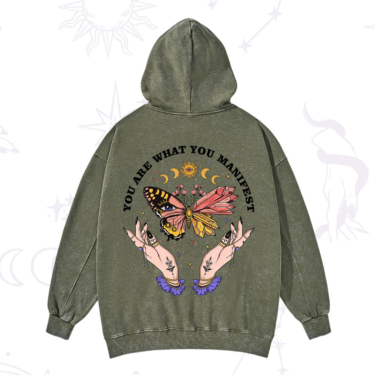 Purplehecate You Are What You Manifest Washed Hoodie