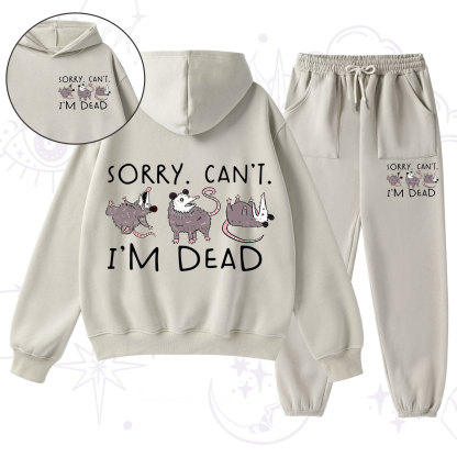 Purplehecate Funny Possum Sorry I Can't I'm Dead Fleece Hoodie Suit
