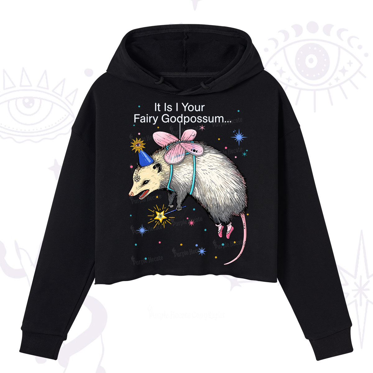 Purplehecate It Is I Your Fairy Godpossum Crop Hoodie